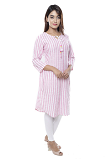 South Cotton Striped Pink Kurta - XL
